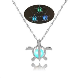 Silver Luminous Charm Pendant Necklace Cute Little Turtle Shape Necklace For Ladies halloween Jewelry Gifts