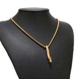 Pendant Necklaces 1pc Stainless Steel Gold Plated 41mm Irregular Soild Stick Pendants For DIY Jewelry Making Findings 60cm
