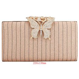NXY Evening Bags Fashion Rhinestone Clutch Party Night Crossbody With Chain Butterfly Pattern Sequined Luxury Sac Main Femme Purse 220506