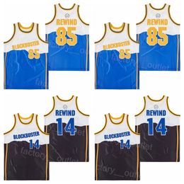 Movie College Video Blockbuster 85 Rewind Basketball Jersey University Team Colour Black Blue All Stitched HipHop For Sport Fans High School Hip Hop High/Top Quality