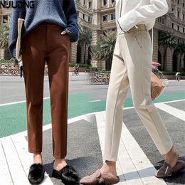 2019 Осень Новые Женщины Эластичные шерстяные брюки женский плюс размер повседневные брюки черные брюки гарем зима шерстяные брюки T200319