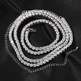 Chains Bling Iced Out Waist Chain Hip Hop 5A Cubic Zirconia Tennis Link Necklaces For Women Rapper Jewellery Can Be ExtendedChains