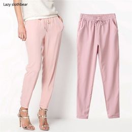 Spring women's trousers, harem pants, seven-color elastic waist lace-up casual product 220325