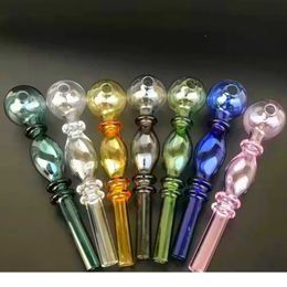 Hand Glass Smoke Pipe Newest Oil Burner Pipe Approx 14cm With Colourful Bowl Thick Heady Hookahs Water Pipes