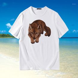 Men's T-Shirts Mens T Shirt Animal Printting Modal Cotton Cool White Neck Loose T-shirt Summer Fashion Clothing - Size