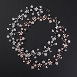 Headpieces Vintage Silver Rose Gold Women Headband Pearl Rhinestone Hairpiece Prom Hairband Wedding Hair Accessories For Bridal Headwear