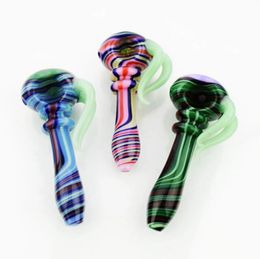 Cool Colourful Horn Pipes Pyrex Thick Glass Handmade Dry Herb Tobacco Bong Handpipe Oil Rigs Innovative Luxury Decoration Smoking Holder DHL Free