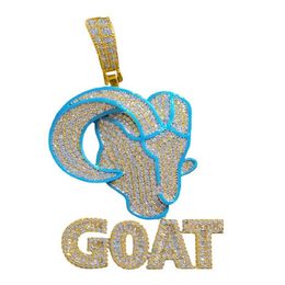 New Design Animal Goat Head Pendant Hip Hop Bling 5A CZ Paved Necklace Iced Out Cubic Zirconia Fashion Jewellery for Men