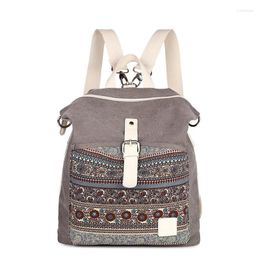 Outdoor Bags 2022 Woman Canvas Backpack High-Quality Ethnic Style Flower Embroidery Girl School Bag Fashion Simple Lady Travel Women