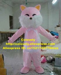Mascot doll costume Lively Pink Cat Mascot Costume Mascotte Kitten Moggie With White Hairy Beard Pink White Round Belly Adult No.2776 Free S