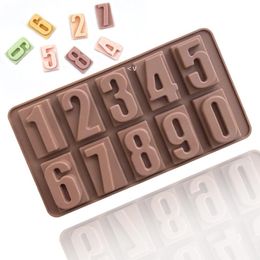 Baking Moulds Hand Cold Soap Mould Arabic Numerals 0-9 Chocolate Mould DIY Soft Candy Moulds BBE14024