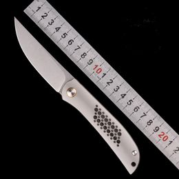 1Pcs High End Flipper Folding Knife S35VN Drop Point Stone Wash Blade TC4 Titanium Alloy Handle Ball Bearing Fast Open EDC Knives