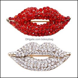 Pins Brooches Jewellery Sexy Elegant Women Crystal Lips Costume Creative Kiss Pin Drop Delivery 2021 842Ma
