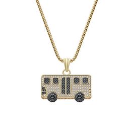 Pendant Necklaces Fashion Cute Bus Car Necklace High Quality Copper Zircon Jewellery Gift Gold Silver Colour Two Choose One