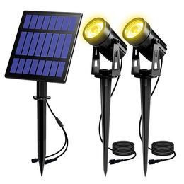 2PCS led grow light Solar Powered Spotlight 2 Warm White Lights Solar Panel Outdoor Lighting Landscape Yard Garden Tree Separately Lamp