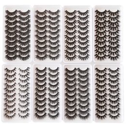 10 Pairs 3D natural Eyelashes Multi-layer three-dimensional Faux Mink Eyelash Extension Curly Thick lashes