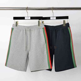 2021 Fashion TB THOM Brand Casual Shorts Men Summer Red Green Striped Sports Knee Length Tracksuit Bottoms Jogger Track Shorts