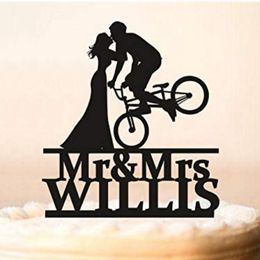 Custom Wedding Bicycle TopperWedding TopperBride And Groom Silhouettes On BikeBicycle Silhouette Cake Topper 220618