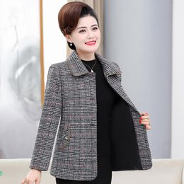 Women's Jackets Autumn And Winter Middle-aged Mother Short Jacket Women Elegant Female Fashion Plaid Coat Woman TopWomen's