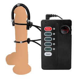 Electric Shock Massager Male Cock Ring Glans Stimulator Electro Physiotherapy Penis Exercise Delay Hard Masturbation sexy Toy Men