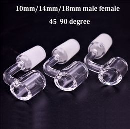 4mm Thick club Quartz Banger Nail oil Pipes 10 14 18 male 45 90 Degrees 100% real Quartz Nails Frosted joint For dab rig bong 10pcs