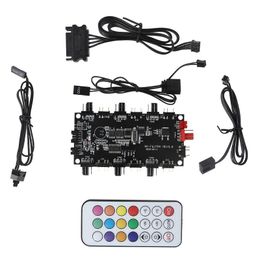 Computer Cables & Connectors RGB Remote Controller & PWM Magnetic Hub 8 Ports ARGB RGBW Wireless IR 4Pin Fan Splitter PMMA Case Extensio