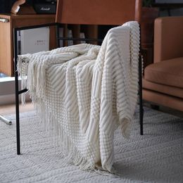 Blankets Knitted Solid Color Blanket Acrylic Fiber Material Keeps Warm Comfortable And Leisure Suitable For Sofa Seat Decoration CoverBlanke