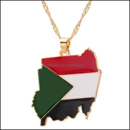Pendant Necklaces Pendants Jewelry Fashion Country Map Flag Necklace For Women Men Sudan Alloy Chain Gift Drop Delivery 2021 Nio6G