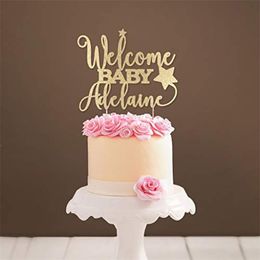 Custom Welcome Oh Cake Topper Mirror Gold Silver Wood Personalized CakeTopper for Baby Shower Kids Birthday D220618