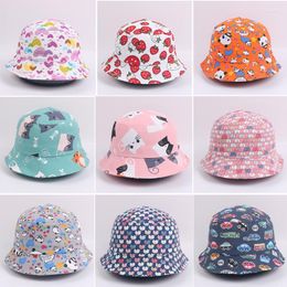 Berets 3-6 Years Kids Summer Hat Animal Car Picture Cotton Linen Bucket For Girls Boys Panama Fold Sun Fisherman HatBerets Wend22