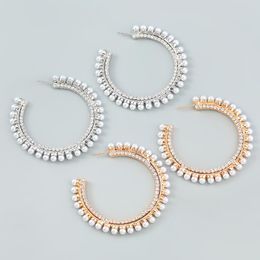 Hoop & Huggie Trend Imitation Pearl Large Earrings Women's Dinner Wedding Accessories Fashion Luxury Statement JewelryHoop