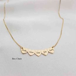 Custom Side Ways Dainty Heart Pendant Necklace Personality Engraved Name Jewellery for Woman Girl Stainless Steel Gift