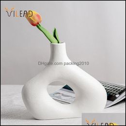 Vases Home Decor Garden Vilead Nordic Ceramic Vase Simple Dried Flower Ornaments Personality Plant Pot Living Room Desktop Decoration 2022