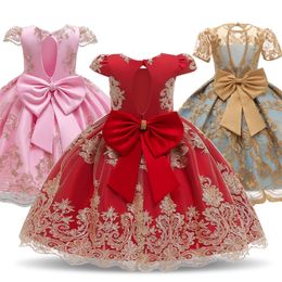 Kids Dress For Girls Lace Embroidery Party Prom Gown Children Wedding and Birthday Pageant Formal 4-10 Years 220422
