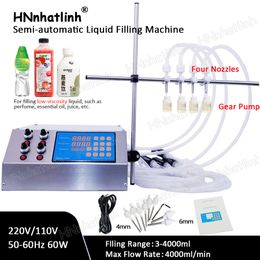 3-4000ml Electric Digital Control Pump Liquid Filling Machine LCD Display Perfume Vial Filler Drink Water Milk Bottle Filler With 6 Heads