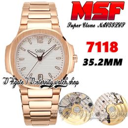 MSF 7118-1R-001 Cal.324SC ms324 Ultra Thin Automatic Ladies Watch 35.2mm Silver Texture Dial Rose Gold Stainless Steel Bracelet Super Version eternity Womens Watches