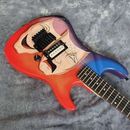 Red Purple Motley Crue Baretta Mick Mars Theater Pain Electric Guitar Hand Work Paint Unbranded Pickup Floyd Rose Tremolo Bridge Black Hardware Whammy Bar