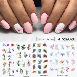 Stickers & Decals 1PC Green Simple 3D Nail Flower Leaves Geometric Lines Transfer Water Sliders Manicures Decoration Prud22