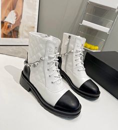 Женщины -дизайнеры негабаритная цепная кожаная обувь сапоги Angle Martin Monolith Boot военная боевая платформа нижняя сторона на молнии кружев