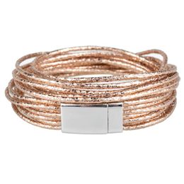Charm Bracelets Kirykle 4 Color Metallic Bracelet Multiple Layers Wrap Leather High Quality Magnetic Clasp For WomenCharm