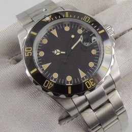 Wristwatches 40MM Black Sterile Dial Sapphire Glass Date 21 Jewels Miyota 8215 Ceramic Bezel Automatic Movement Men's Wristwatch