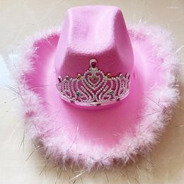 Berets Western Cowboy Cowgirl Hat With Crown One Size Fits Most Wide Brim For Party Costume Pretend Play Decorations Women GirlsBerets