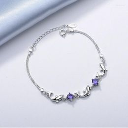 Charm Bracelets Utimtree For Women Lady Gift Fashion White Purple Zircon Dolphin Bracelet Femme JewelryCharm Inte22