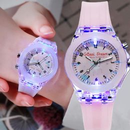 Relógios para garotas para meninos de garotos Relógio de personalidade do presente para meninos Relógio fácil Leia as crianças Silicone Flash Quartz Infantilwristwatches