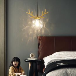 Pendant Lamps Nordic Light Luxury Lights Fashion Ins Antler Bedroom Bedside Droplights Modern Aisle Bar Small Lamp CL101402Pendant
