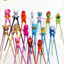 -100 Paar gemischte Farben Cartoon Kids Chopsticks Kinder Geschenkstudium Übung Essstäbchen Silikon -Essstäbchen Head267l