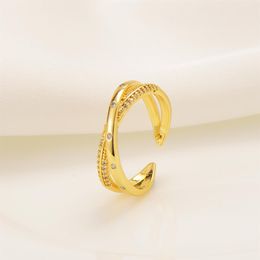 right hand ring UK - Criss-Cross CW CZ Crystal Right-Hand X- Ring w 24k Yellow Fine Solid Gold GF Minimalist Geometric Circle2296
