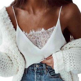 Fashion Tops women Blouse with lace Sexy Vest Camisole Sleeveless Solid T-Shirt Tops Summer Clothing corset shirt 210401