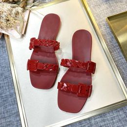 Designer feminino Flíper Flores Sapatos de Senhoras Prinha Print Slide Verão Sandálias de meninas largas