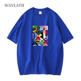 WAVLATII Brand Women Cotton White T shirts Female Black Casual Abstract Print Tees Lady Short Sleeve Streetwear Tops WT2116 220511